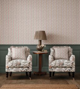 Odile Wallpaper by Nina Campbell Duck Egg/Red