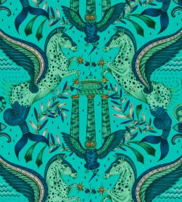 Odyssey Mythos Wallpaper by Clarke & Clarke Peacock