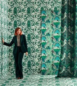 Odyssey Mythos Jacquard Fabric by Clarke & Clarke Olive