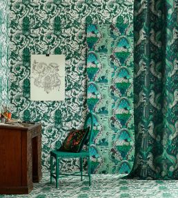 Odyssey Mythos Jacquard Fabric by Clarke & Clarke Olive