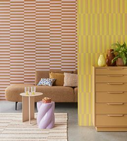 Offset Stripe Wallpaper by Eijffinger Yellow/Peach