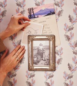Old Oak 1800 Wallpaper by CommonRoom Sky Blue, Puce