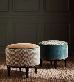 Ondoso Fabric by Nina Campbell Aqua/Biscuit