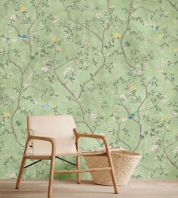 Chinoiserie Onism Mural by Woodchip & Magnolia Apple Green