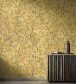 Chinoiserie Onism Mural by Woodchip & Magnolia Old Gold