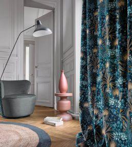 Opium Fabric by Casamance Pourpre / Petrole