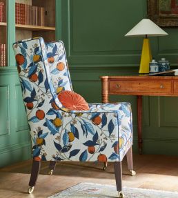 Orange Grove Fabric by James Hare Cherry Rose