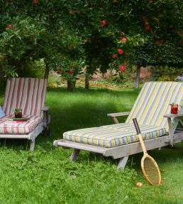 Orchard Stripe Outdoor Fabric by Fermoie Red