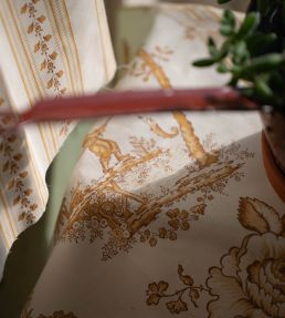 Oriental Toile Fabric by Titley and Marr Amber