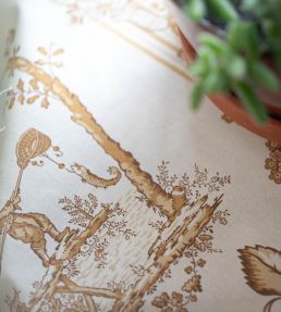 Oriental Toile Fabric by Titley and Marr Amber