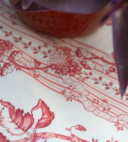 Oriental Toile Fabric by Titley and Marr Coral