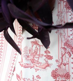 Oriental Toile Fabric by Titley and Marr Coral
