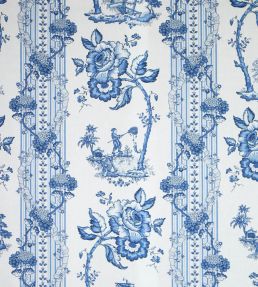 Oriental Toile Fabric by Titley and Marr Ocean