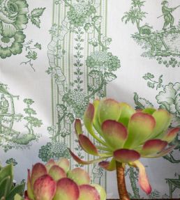 Oriental Toile Fabric by Titley and Marr Verdant