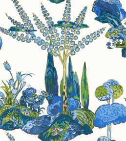 Orleans Wallpaper by Thibaut Blue and Green