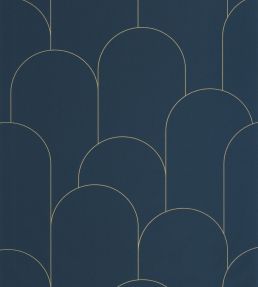 Ornament Wallpaper by Caselio Bleu Nuit Dore
