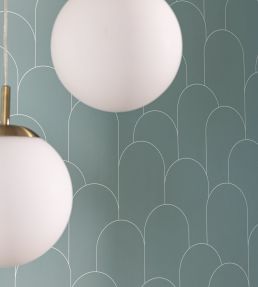 Ornament Wallpaper by Caselio Vert D Eau Blanc