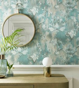 Ornamenta Wallpaper by 1838 Wallcoverings Aqua