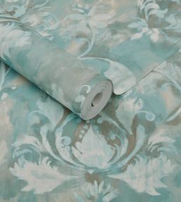 Ornamenta Wallpaper by 1838 Wallcoverings Aqua