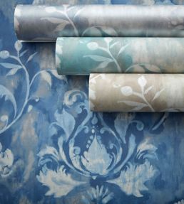 Ornamenta Wallpaper by 1838 Wallcoverings Aqua