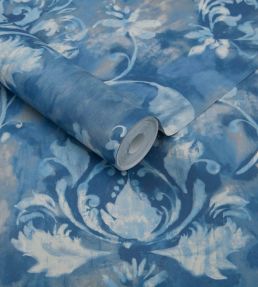 Ornamenta Wallpaper by 1838 Wallcoverings Indigo