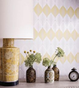 Leaf Fall Wallpaper by Osborne & Little Metallic Peacock/Turquoise/Gilver