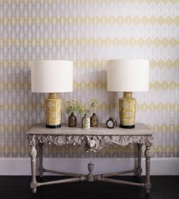 Leaf Fall Wallpaper by Osborne & Little Metallic Peacock/Turquoise/Gilver