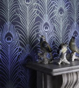 Peacock Wallpaper by Matthew Williamson Jade, Metallic Antique Gold