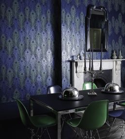 Peacock Wallpaper by Matthew Williamson Jade, Metallic Antique Gold