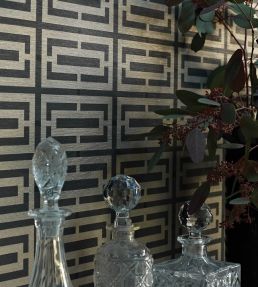 Kikko Trellis Vinyl Wallpaper by Osborne & Little Black/Pale Gilver