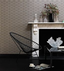 Kikko Trellis Vinyl Wallpaper by Osborne & Little Black/Pale Gilver
