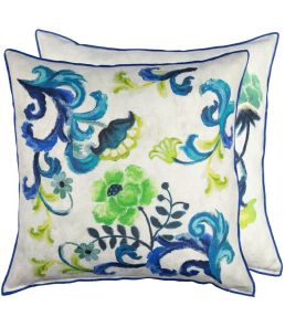 Osier Damasse Cushion 50 x 50cm by Designers Guild Cobalt