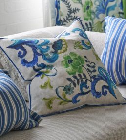 Osier Damasse Cushion 50 x 50cm by Designers Guild Cobalt