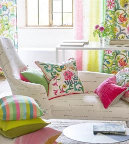 Osier Damasse Cushion 50 x 50cm by Designers Guild Fuchsia