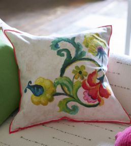 Osier Damasse Cushion 50 x 50cm by Designers Guild Fuchsia