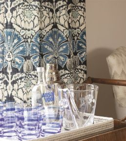 Ottoman Damask Fabric by William Yeoward Indigo