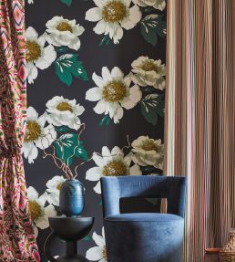 Paeonia Wallpaper by Harlequin Azurite / Meadow / Nectar
