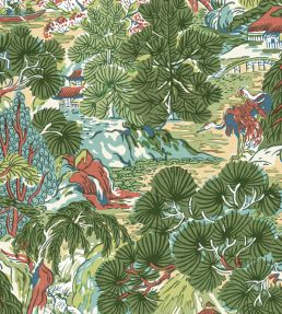 Pagoda Trees Wallpaper by Thibaut Coral and Green