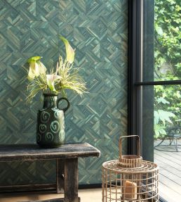 Paille Wallpaper by Casadeco Vert Canopee
