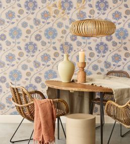 Indira Wallpaper by Eijffinger Sand/Blue