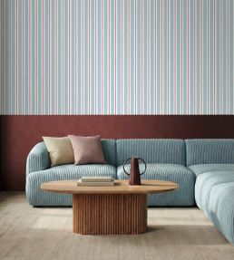 Painted Line Wallpaper by Caselio Bleu bordeaux