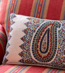Paisley Stripe Fabric by Mulberry Home Indigo/Red