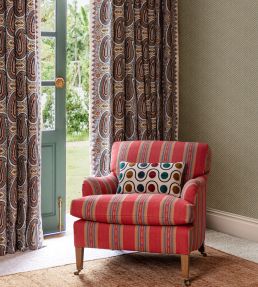 Paisley Stripe Fabric by Mulberry Home Indigo/Red