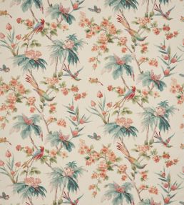 Palm Blossom Fabric by Colefax and Fowler Tomato/Teal