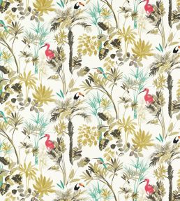 Palm Fabric by Studio G Charcoal/Citron