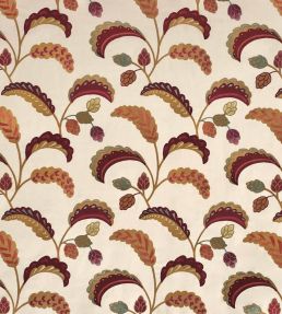 Palm Wave Fabric by Ian Sanderson Garnet
