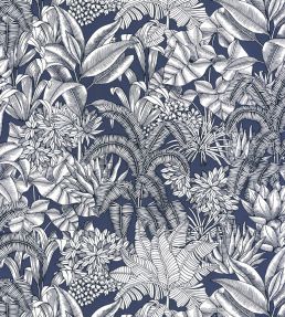 Palmaris Wallpaper by Caselio Bleu nuit