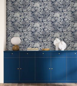 Palmaris Wallpaper by Caselio Bleu nuit