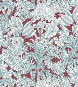 Palmaris Wallpaper by Caselio Bordeaux bleu