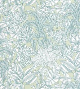 Palmaris Wallpaper by Caselio Vert amande bleu